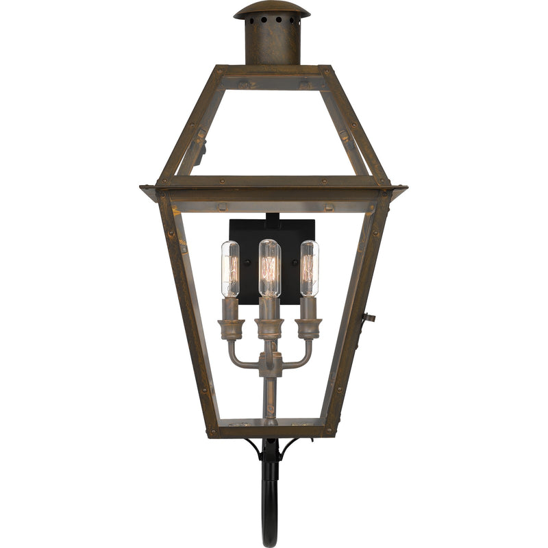 Quoizel Rue De Royal 16in 4-Light Outdoor Lantern | Traditional Industrial Bronze and Clear Glass | Front Porch & Patio | Model RO8414IZ