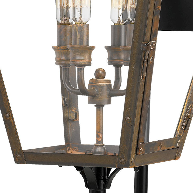 Quoizel Rue De Royal 16in 4-Light Outdoor Lantern | Traditional Industrial Bronze and Clear Glass | Front Porch & Patio | Model RO8414IZ