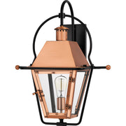 Quoizel Rue De Royal 18in 1-Light Outdoor Lantern | Traditional Aged Copper and Clear Glass | Front Porch & Entryway | Model RO8418AC