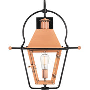 Quoizel Rue De Royal 18in 1-Light Outdoor Lantern | Traditional Aged Copper and Clear Glass | Front Porch & Entryway | Model RO8418AC