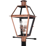 Quoizel Rue De Royal 18in 4-Light Outdoor Lantern | Traditional Aged Copper and Clear Glass | Front Porch & Entryway | Model RO9014AC