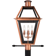 Quoizel Rue De Royal 18in 4-Light Outdoor Lantern | Traditional Aged Copper and Clear Glass | Front Porch & Entryway | Model RO9014AC