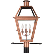 Quoizel Rue De Royal 18in 4-Light Outdoor Lantern | Traditional Aged Copper and Clear Glass | Front Porch & Entryway | Model RO9014AC