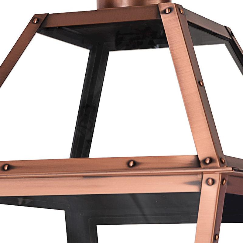 Quoizel Rue De Royal 18in 4-Light Outdoor Lantern | Traditional Aged Copper and Clear Glass | Front Porch & Entryway | Model RO9014AC