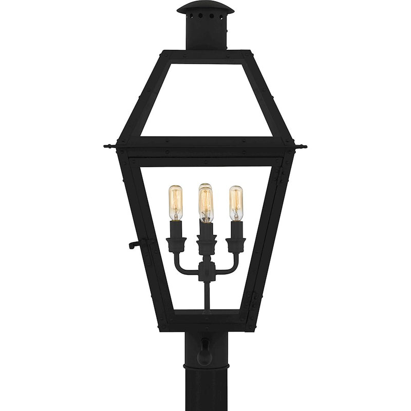 Quoizel Rue De Royal 4Lt 26" Outdoor Lantern, Black/Clear/Tempering