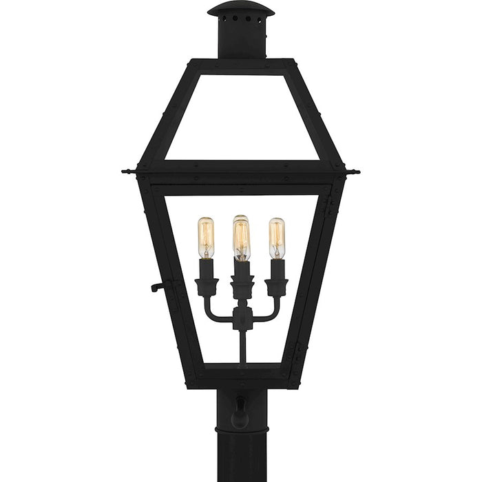 Quoizel Rue De Royal 4Lt 26" Outdoor Lantern, Black/Clear/Tempering