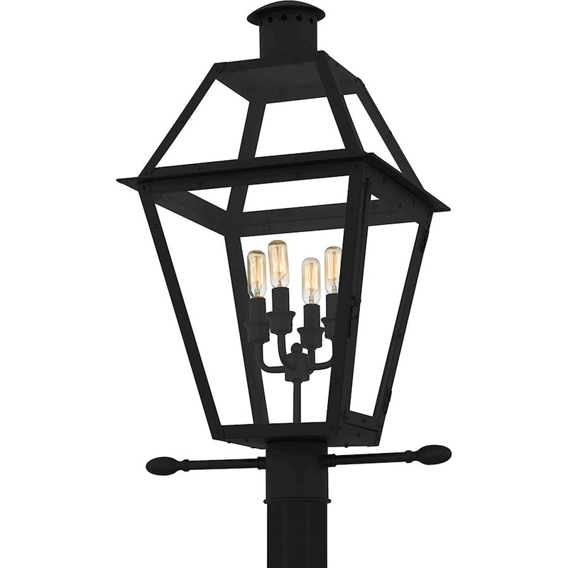 Quoizel Rue De Royal 4Lt 26" Outdoor Lantern, Black/Clear/Tempering