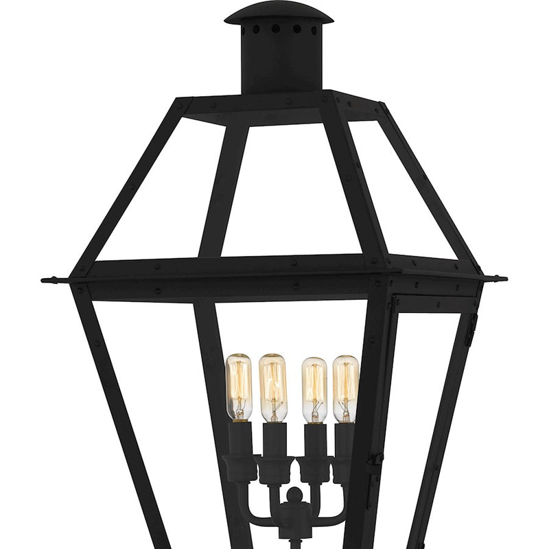 Quoizel Rue De Royal 4Lt 26" Outdoor Lantern, Black/Clear/Tempering