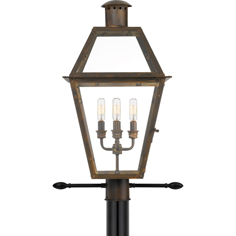 Quoizel Rue De Royal 18in 4-Light Outdoor Lantern | Traditional Industrial Bronze and Clear Glass | Front Porch & Entryway | Model RO9014IZ