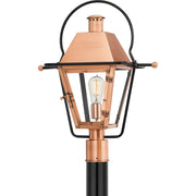 Quoizel Rue De Royal 12in 1-Light Outdoor Lantern | Traditional Aged Copper and Clear Glass | Front Porch & Entryway | Model RO9018AC