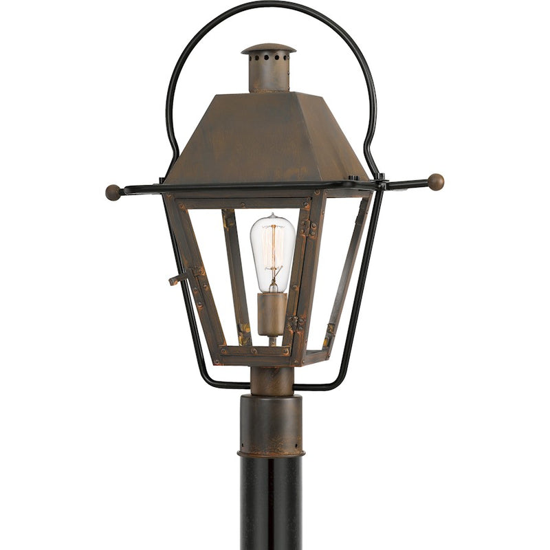 Quoizel Rue De Royal 1 Light Outdoor Post Lantern, Industrial Bronze