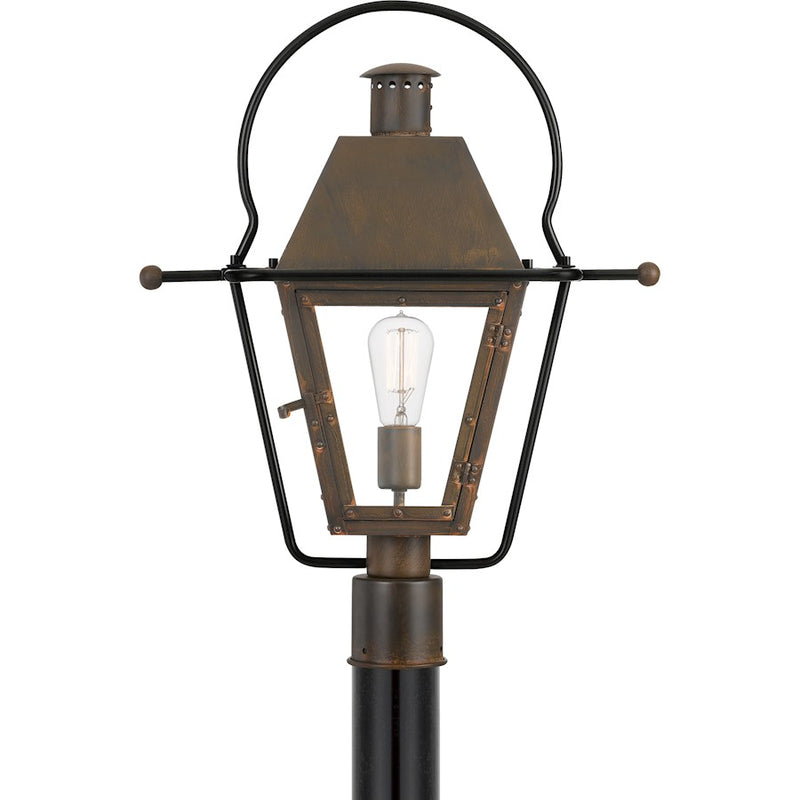 Quoizel Rue De Royal 1 Light Outdoor Post Lantern, Industrial Bronze