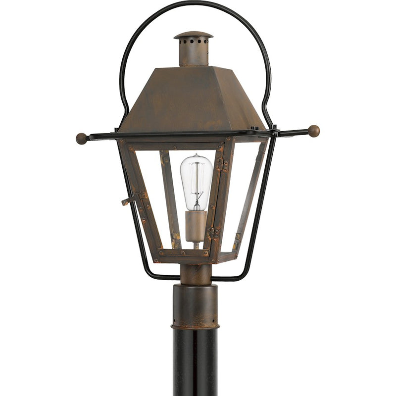 Quoizel Rue De Royal 1 Light Outdoor Post Lantern, Industrial Bronze