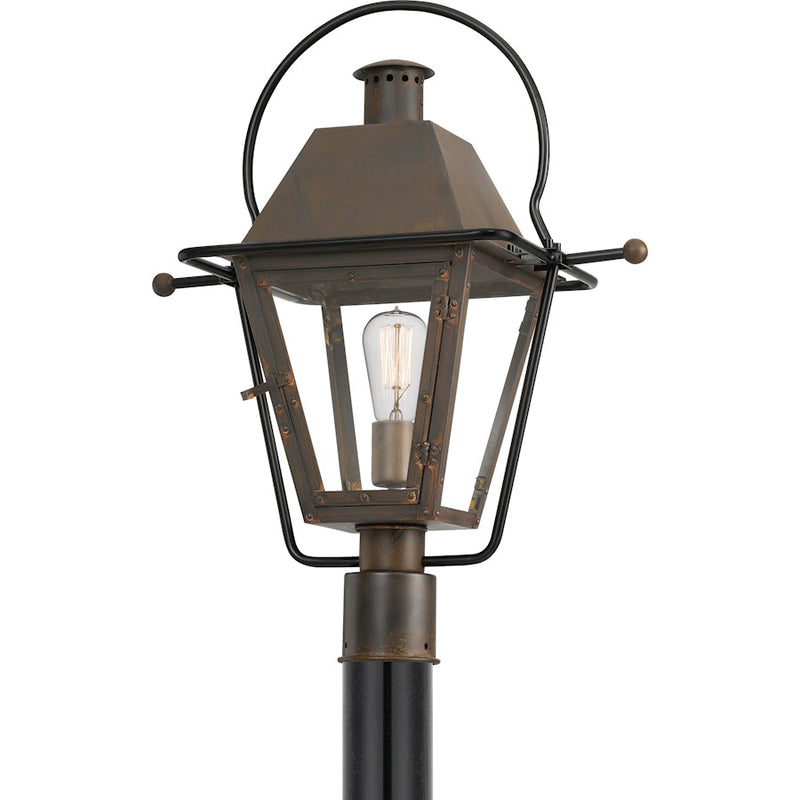 Quoizel Rue De Royal 1 Light Outdoor Post Lantern, Industrial Bronze