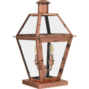 Quoizel Rue De Royal 10in 2-Light Outdoor Lantern | Traditional Aged Copper and Clear Glass | Front Porch & Entryway | Model RO9110AC