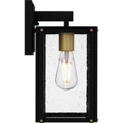 Quoizel Robbins 6in 1-Light Outdoor Lantern | Industrial Matte Black and Clear Seedy Glass | Front Porch & Entryway | Model ROB8406MBK