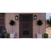 Quoizel Robbins 8in 1-Light Outdoor Lantern | Industrial Matte Black and Clear Seedy Glass | Front Porch & Entryway | Model ROB8408MBK