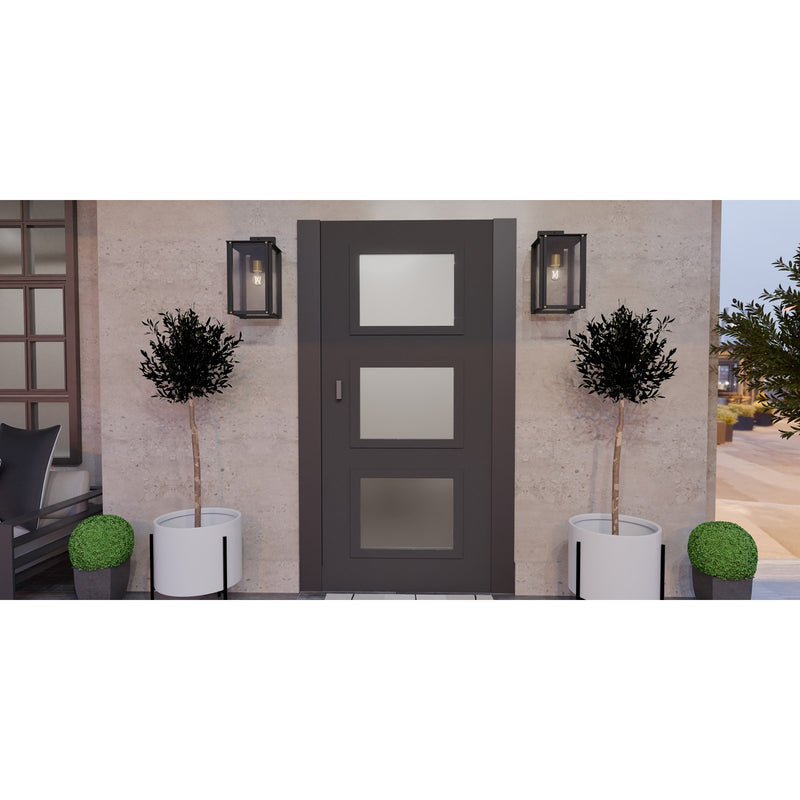 Quoizel Robbins 11in 1-Light Outdoor Wall Lantern | Industrial Matte Black and Clear Seedy Glass | Front Porch & Patio | Model ROB8409MBK