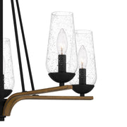Quoizel Rochester 25in 5-Light Chandelier | Modern Farmhouse Matte Black and Aged Walnut with Clear Seedy Glass | Dining Room | Model ROC5025MBK