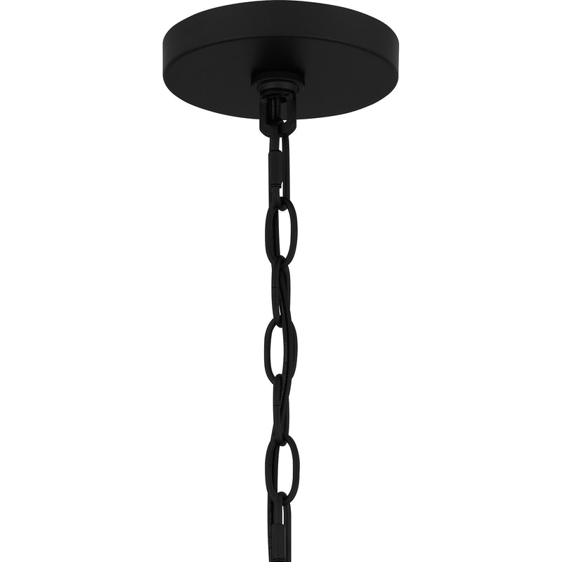 Quoizel Rochester 25in 5-Light Chandelier | Modern Farmhouse Matte Black and Aged Walnut with Clear Seedy Glass | Dining Room | Model ROC5025MBK