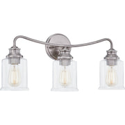 Quoizel Rover 3 Light Bath Vanity, Polished Antique Nickel