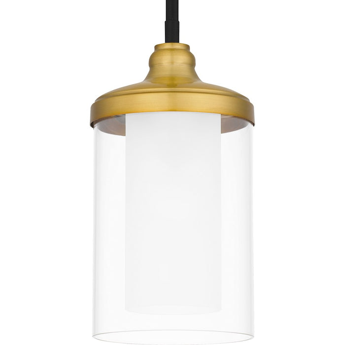 Quoizel Rowland 1 Light Mini Pendant, Matte Black/Clear/Sandblasted