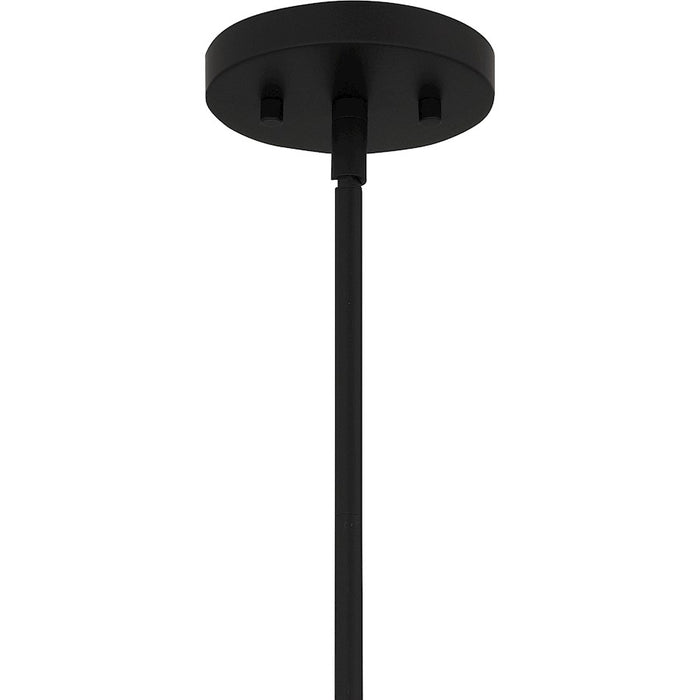 Quoizel Rowland 1 Light Mini Pendant, Matte Black/Clear/Sandblasted