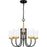 Quoizel Rowland 5 Light Chandelier, Matte Black/Clear/Sandblasted