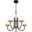 Quoizel Rowland 5 Light Chandelier, Matte Black/Clear/Sandblasted