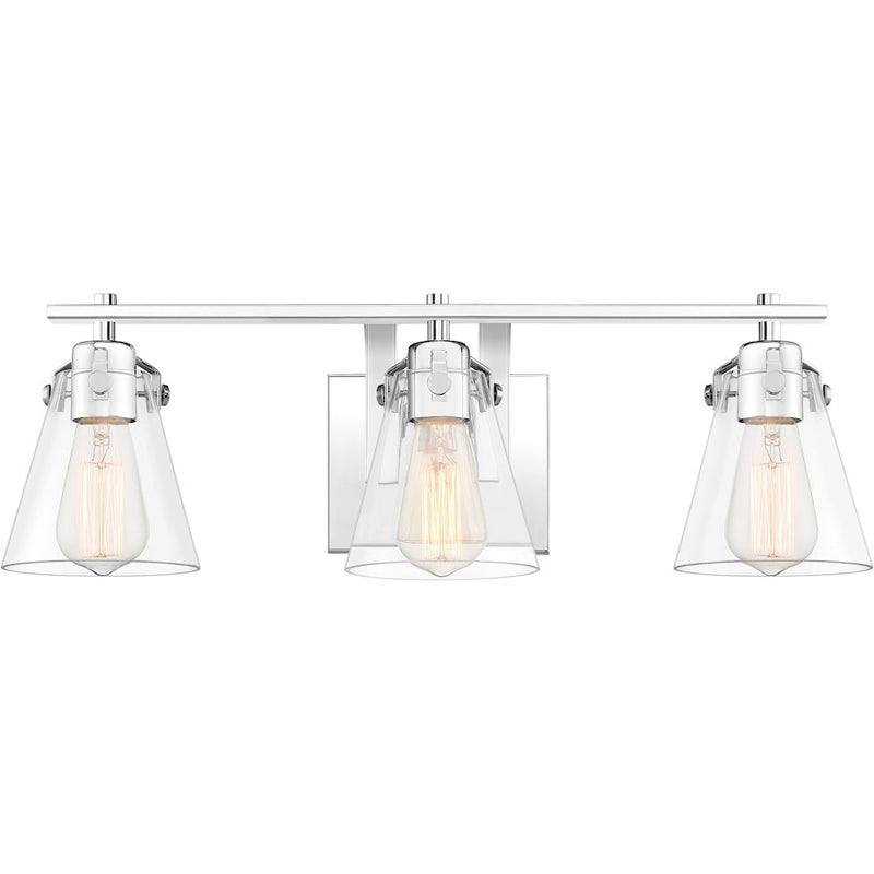 Quoizel Sabine 3 Light Bath, Polished Chrome/Clear Glass
