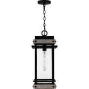Quoizel Strader 10in 1-Light Outdoor Hanging Lantern | Farmhouse Matte Black and Clear Seedy Glass | Front Porch & Covered Patio | Model SAD1909MBK