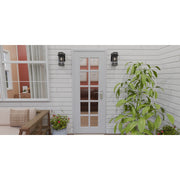 Quoizel Strader 11in 1-Light Outdoor Wall Lantern | Farmhouse Matte Black and Clear Seedy Glass | Front Porch & Entryway | Model SAD8405MBK