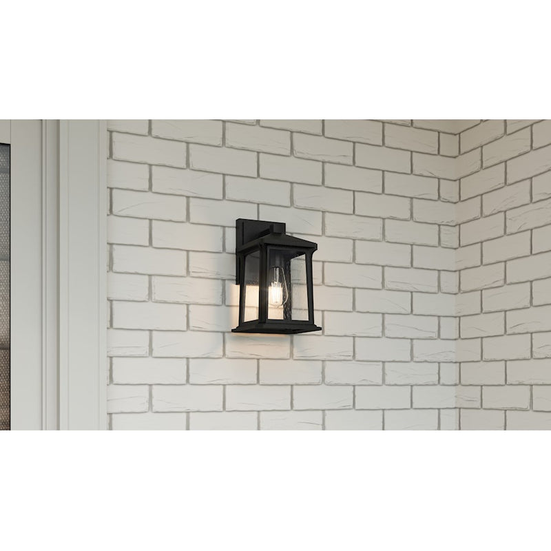 Quoizel Satterfield 1 Light Outdoor Lantern, Black/Clear Seedy