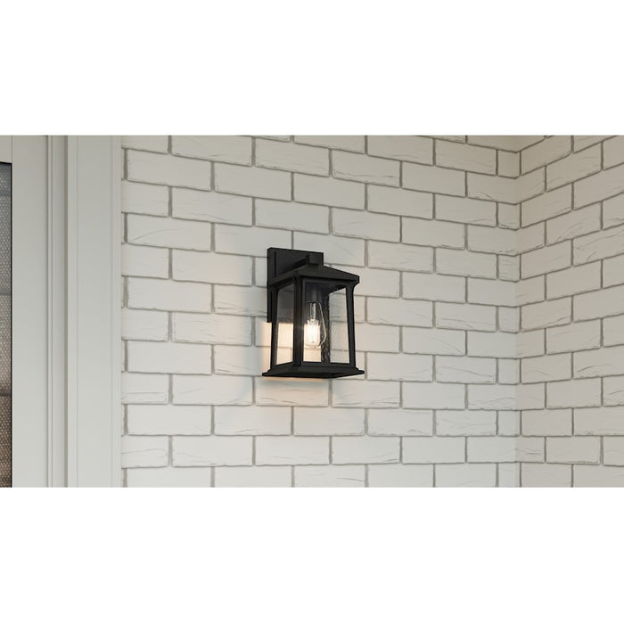 Quoizel Satterfield 1 Light Outdoor Lantern, Black/Clear Seedy