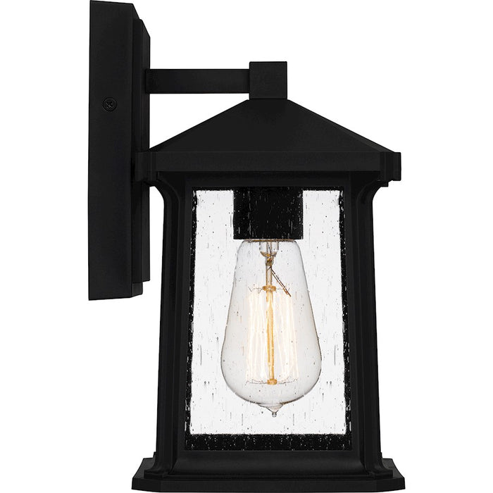 Quoizel Satterfield 1 Light Outdoor Lantern, Black/Clear Seedy