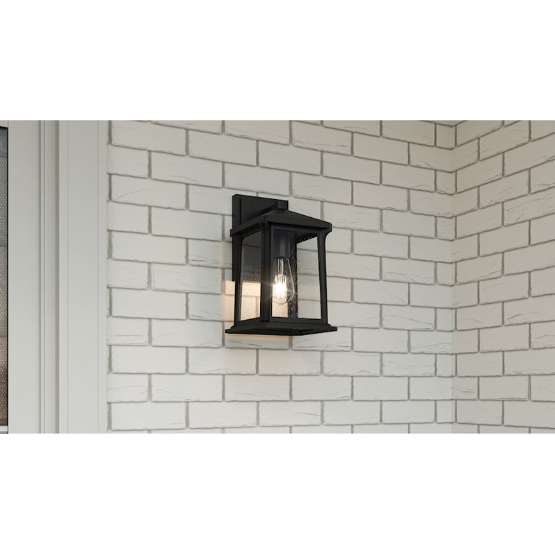 Quoizel Satterfield 1 Light Outdoor Lantern, Black/Clear Seedy