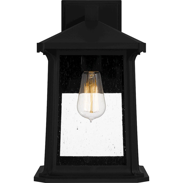 Quoizel Satterfield 1 Light Outdoor Lantern, Black/Clear Seedy