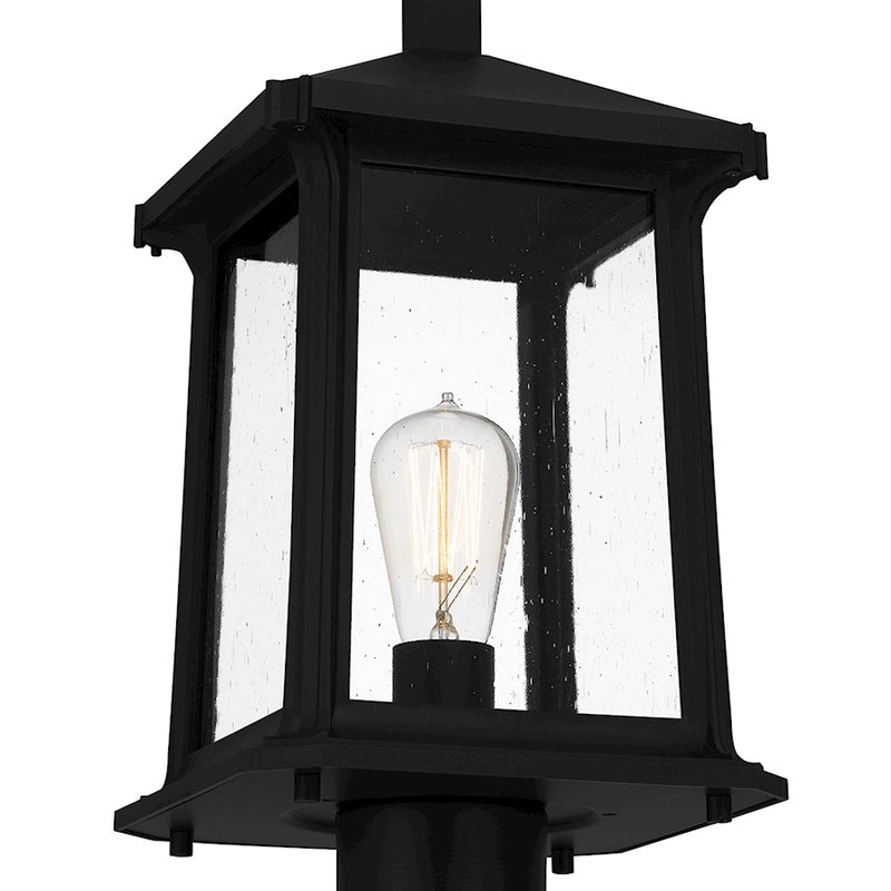 Quoizel Satterfield 1 Light 17" Outdoor Lantern, Black/Clear Seedy