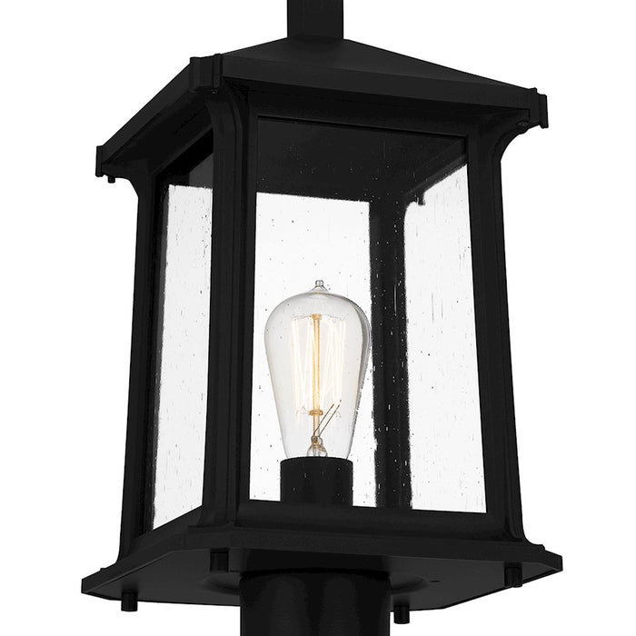 Quoizel Satterfield 1 Light 17" Outdoor Lantern, Black/Clear Seedy