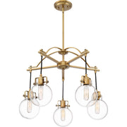 Quoizel 5 Light Sidwell Chandelier, Weathered Brass