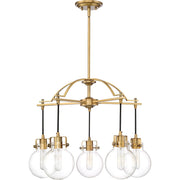 Quoizel 5 Light Sidwell Chandelier, Weathered Brass