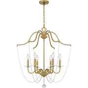 Quoizel Sunday 28in 6-Light Chandelier | Glam Aged Brass and Clear Crystal Glass | Dining Room & Foyer | 28 x 28 x 31.5 in | Model SDY5028AB