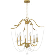 Quoizel Sunday 28in 6-Light Chandelier | Glam Aged Brass and Clear Crystal Glass | Dining Room & Foyer | 28 x 28 x 31.5 in | Model SDY5028AB