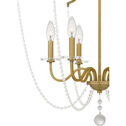 Quoizel Sunday 28in 6-Light Chandelier | Glam Aged Brass and Clear Crystal Glass | Dining Room & Foyer | 28 x 28 x 31.5 in | Model SDY5028AB