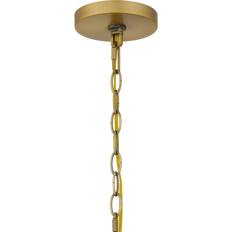 Quoizel Sunday 28in 6-Light Chandelier | Glam Aged Brass and Clear Crystal Glass | Dining Room & Foyer | 28 x 28 x 31.5 in | Model SDY5028AB