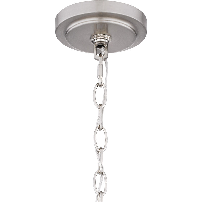 Quoizel Seymour 8.5in 1-Light Mini Pendant | Transitional Brushed Nickel and Opal Etched Ribbed Glass | Kitchen Island & Dining | Model SEY1508BN