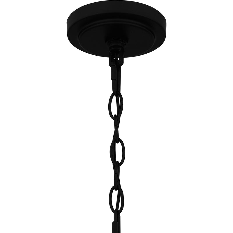 Quoizel Seymour 8.5in 1-Light Mini Pendant | Transitional Matte Black and Opal Etched Ribbed Glass | Kitchen Island & Dining Room | Model SEY1508MBK