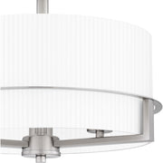 Quoizel Seymour 15in 3-Light Semi-Flush Mount | Transitional Brushed Nickel and Opal Etched Ribbed Glass | Bedroom & Hallway | Model SEY1715BN