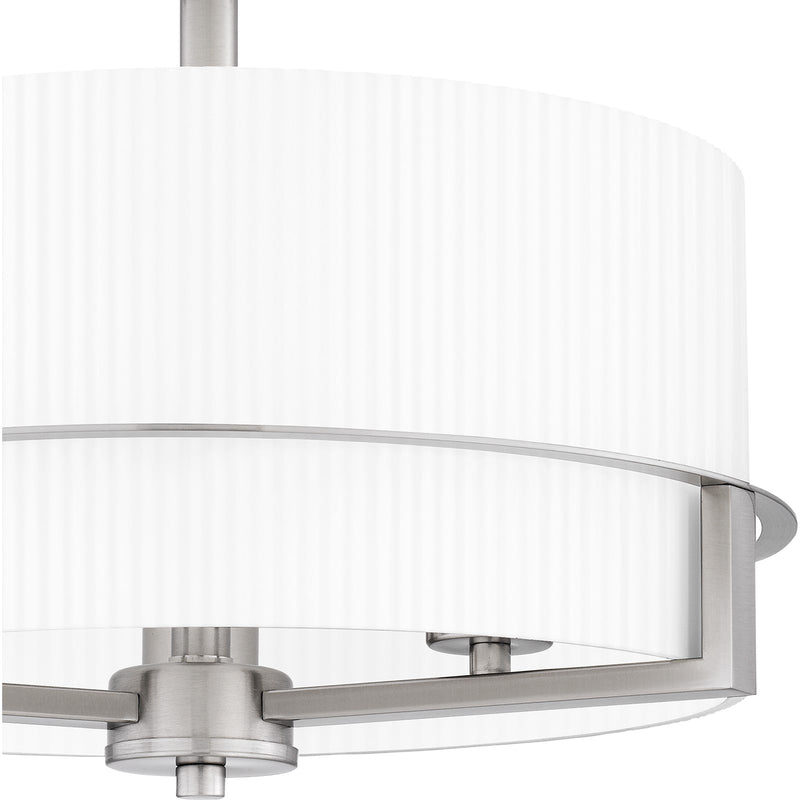 Quoizel Seymour 15in 3-Light Semi-Flush Mount | Transitional Brushed Nickel and Opal Etched Ribbed Glass | Bedroom & Hallway | Model SEY1715BN