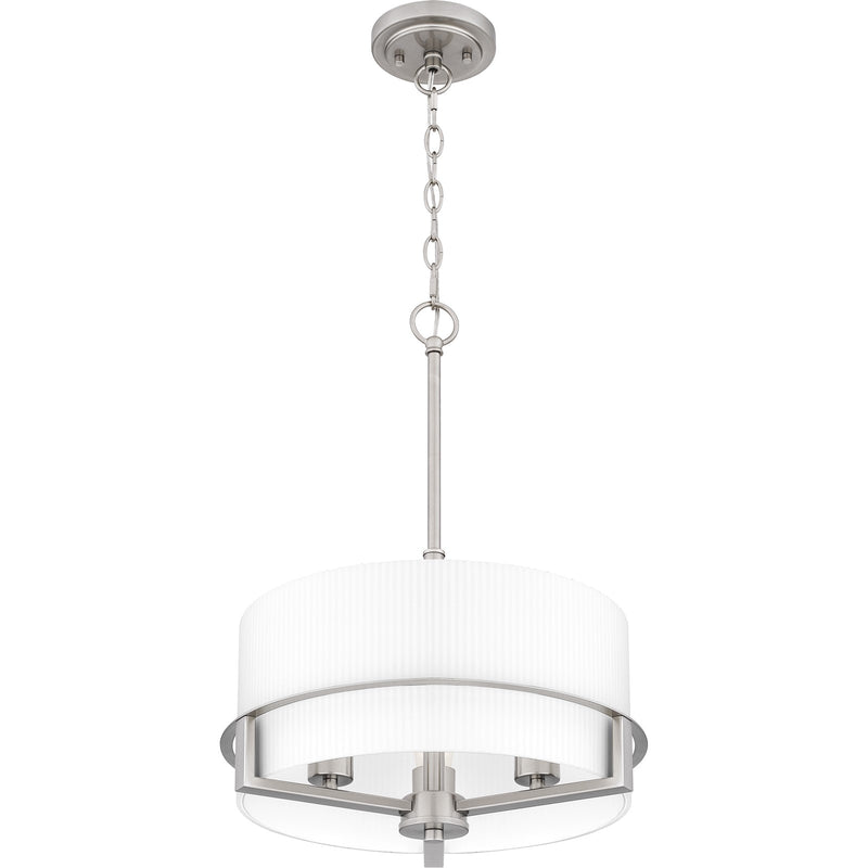 Quoizel Seymour 15in 3-Light Pendant | Transitional Brushed Nickel and Opal Etched Glass | Kitchen Island & Dining Room | Model SEY2815BN